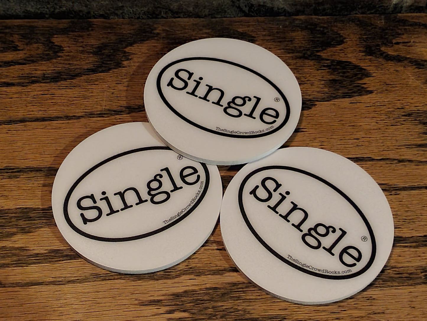Single® labeled Drink Coasters.