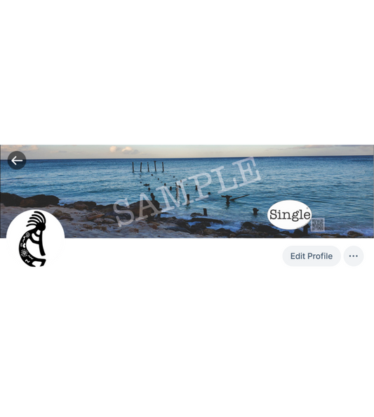 Screenshot of a Bluesky profile with Beach Sunrise set as the banner/cover photo.