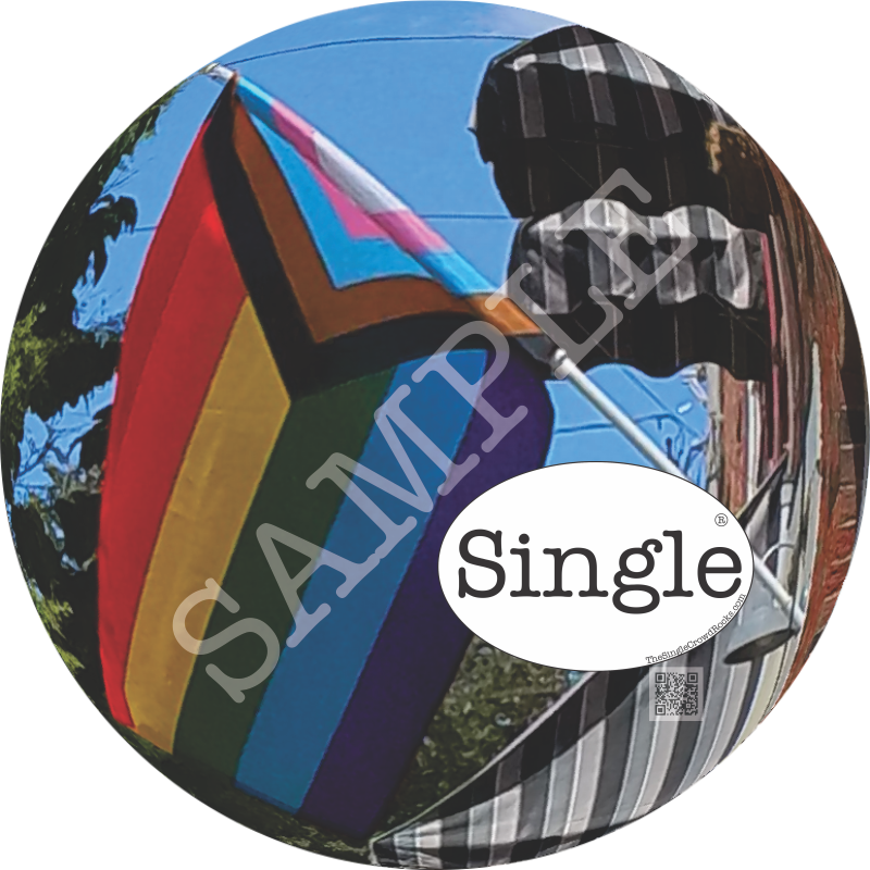 LGBTQ+ Pride Flag profile photo with “Single” Logo overlay