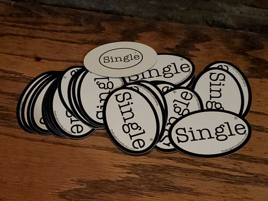 Single® labeled Medium size Stickers.