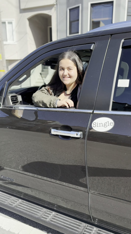 Angelina with a Single® Magnet on her SUV.