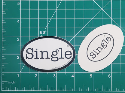 Dimensions of the Single®  labeled medium size stickers. Front and rear of sticker shown.