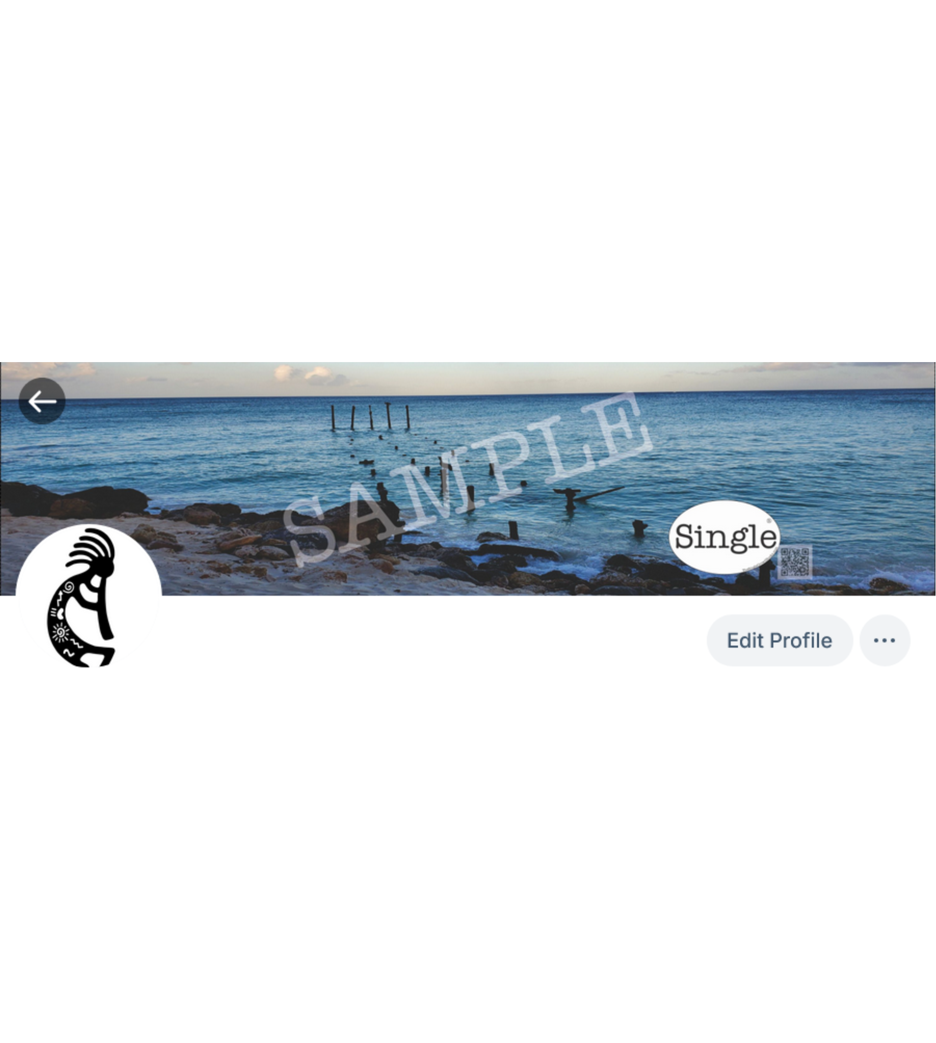 Screenshot of a Bluesky profile with Beach Sunrise set as the banner/cover photo.