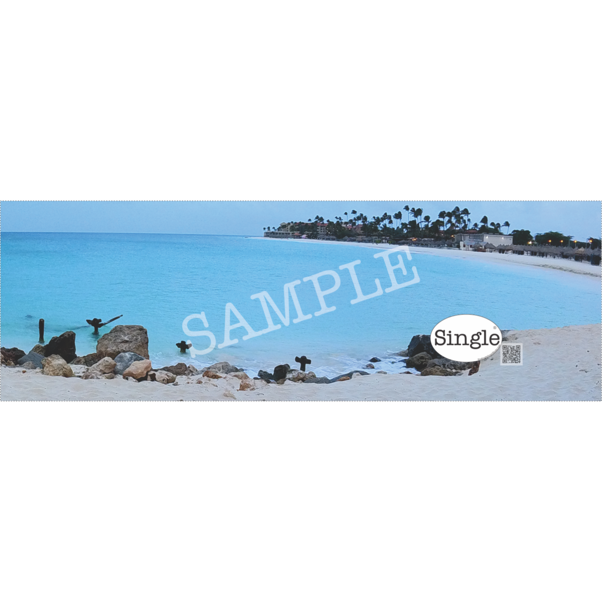 Beach Morning Walk banner/cover photo with “Single®” Logo overlay “.