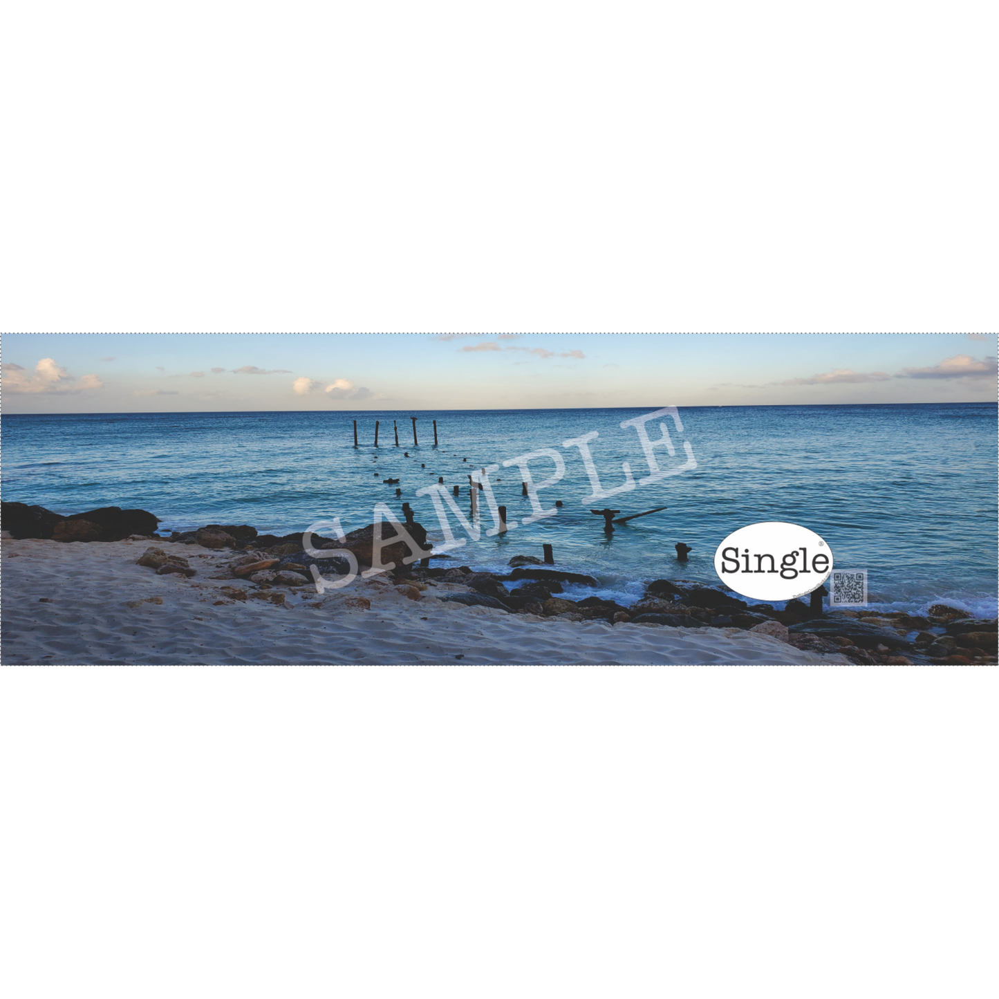 Beach Sunrise banner/cover photo with “Single®” Logo overlay “.