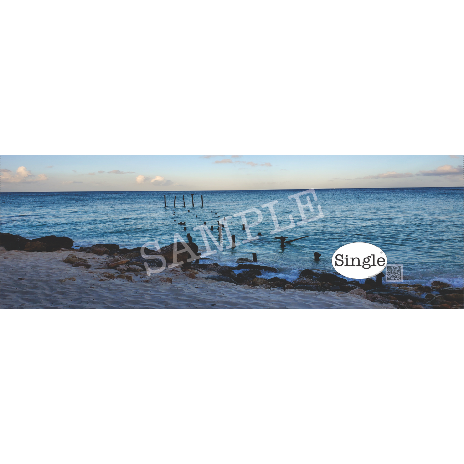 Beach Sunrise banner/cover photo with “Single®” Logo overlay “.
