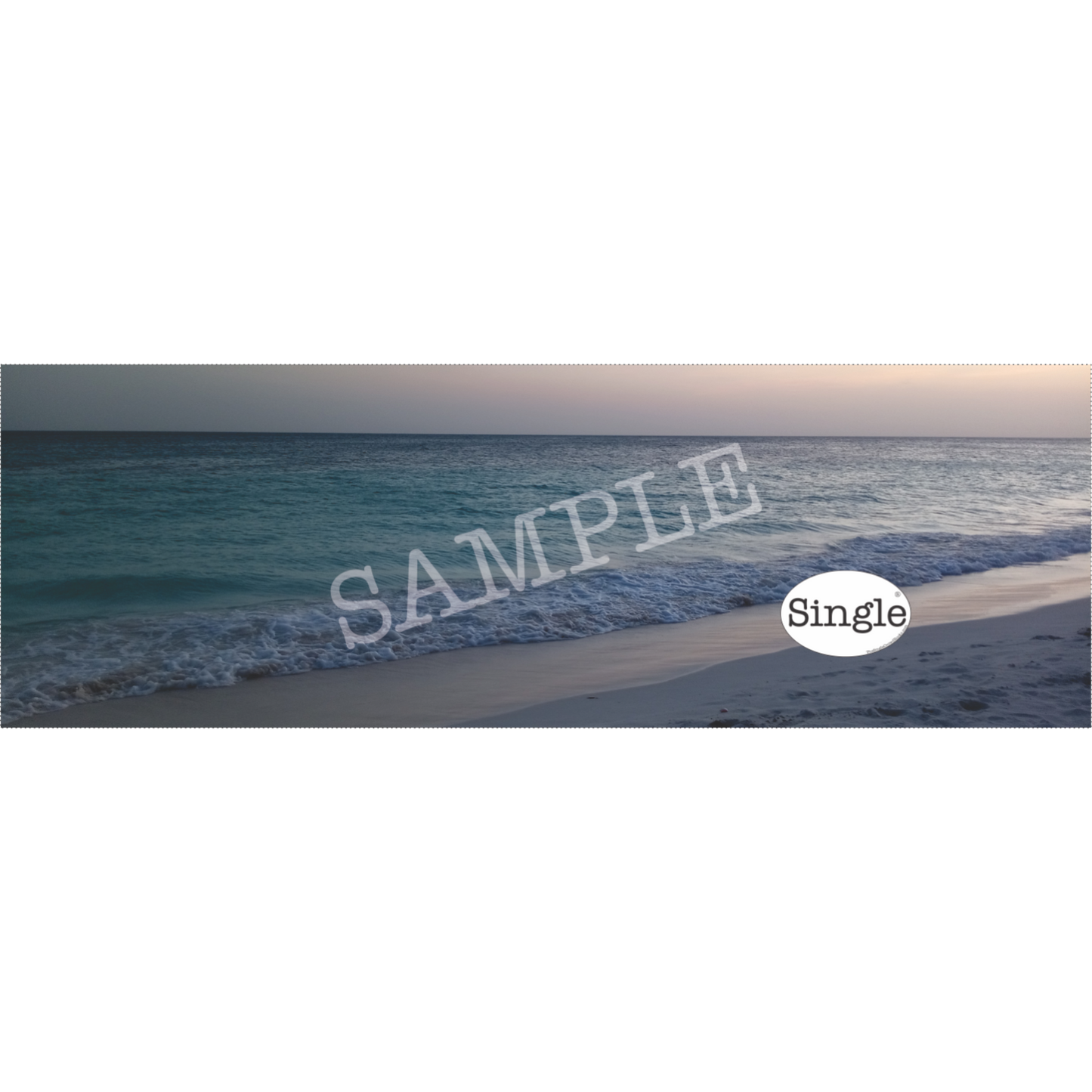 Beach Sunset Walk banner/cover photo with “Single®” Logo overlay “.
