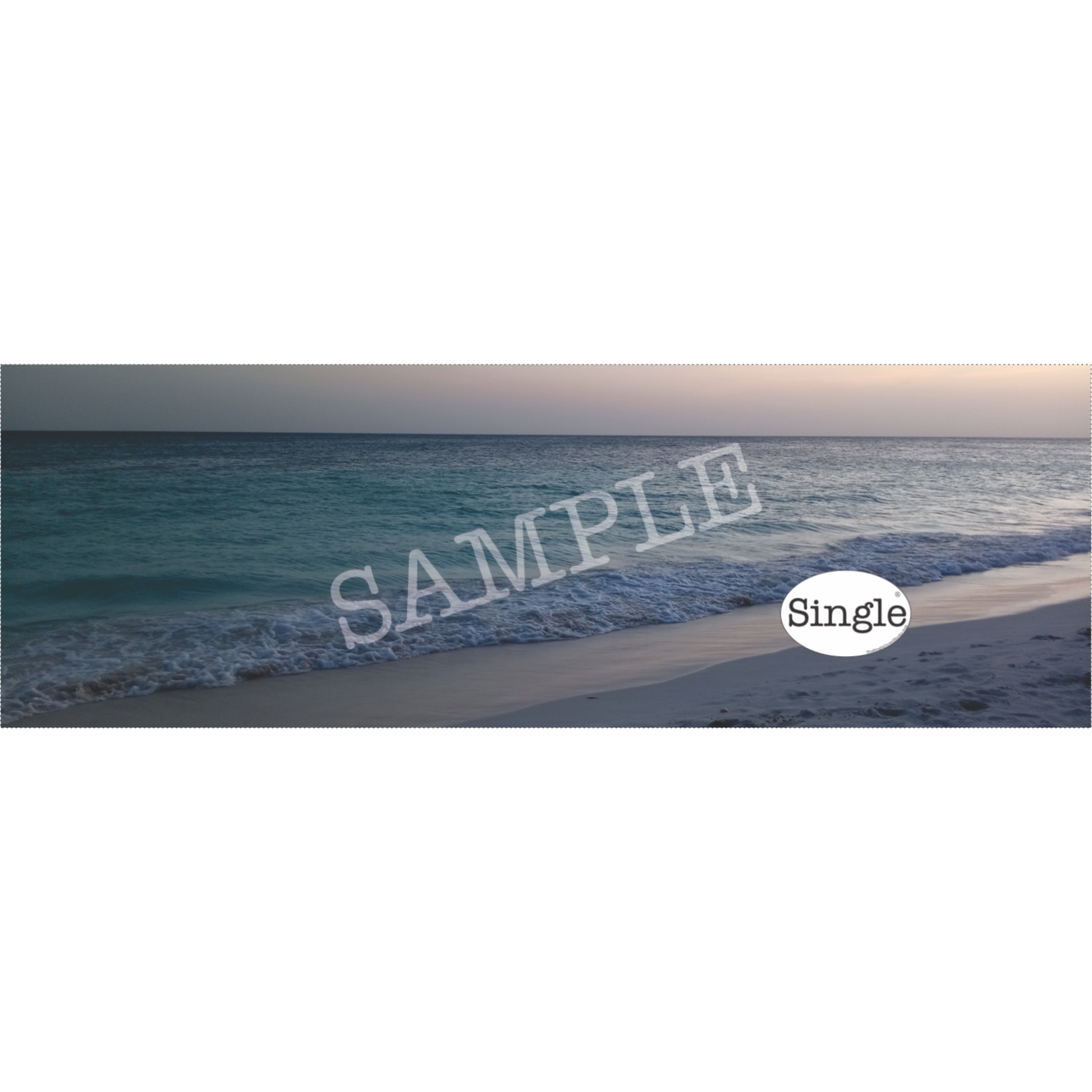 Beach Sunset Walk banner/cover photo with “Single®” Logo overlay “.