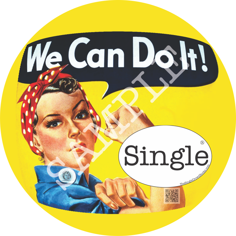 Rosie The Riveter profile photo with “Single” Logo overlay