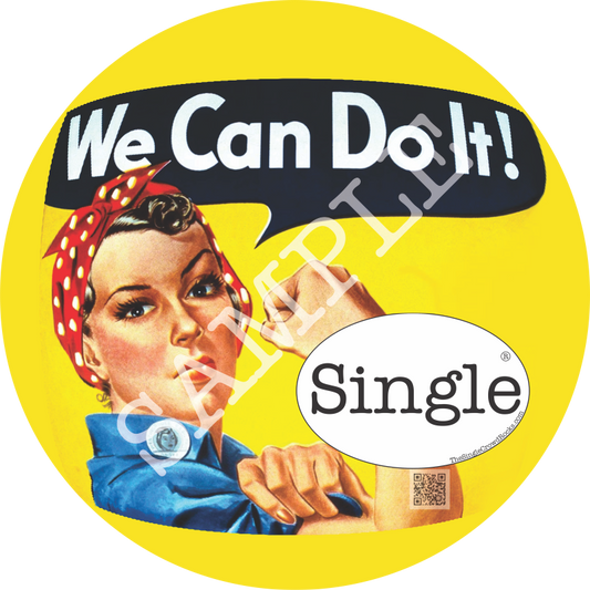 Rosie The Riveter profile photo with “Single” Logo overlay